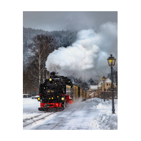Schmalspurbahn,  Kleinbahn im Winter, Zittauer Gebirge